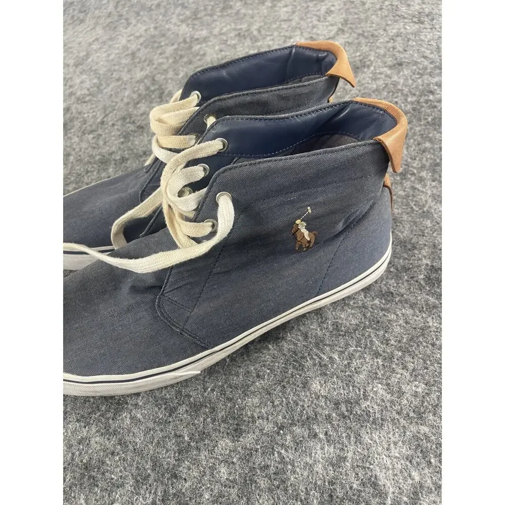Polo Ralph Lauren Boots Men 12 D Hi Top Sneakers Blue Shoes Logo Twill N33